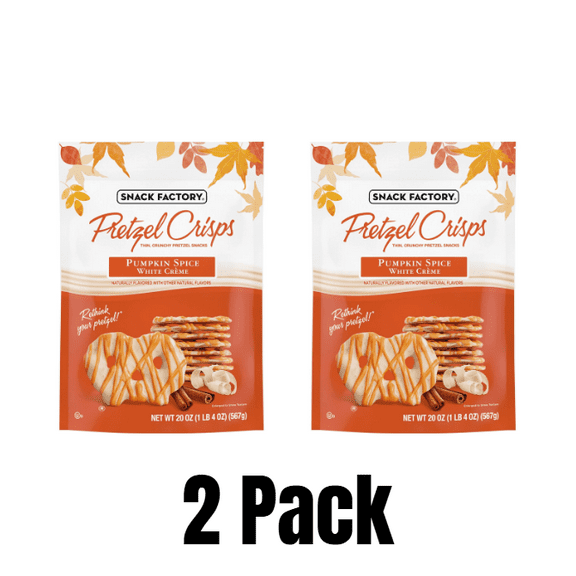 Snack Factory Pumpkin Spice White Crme Pretzel Crisps  20 oz Bags, 2-Pack