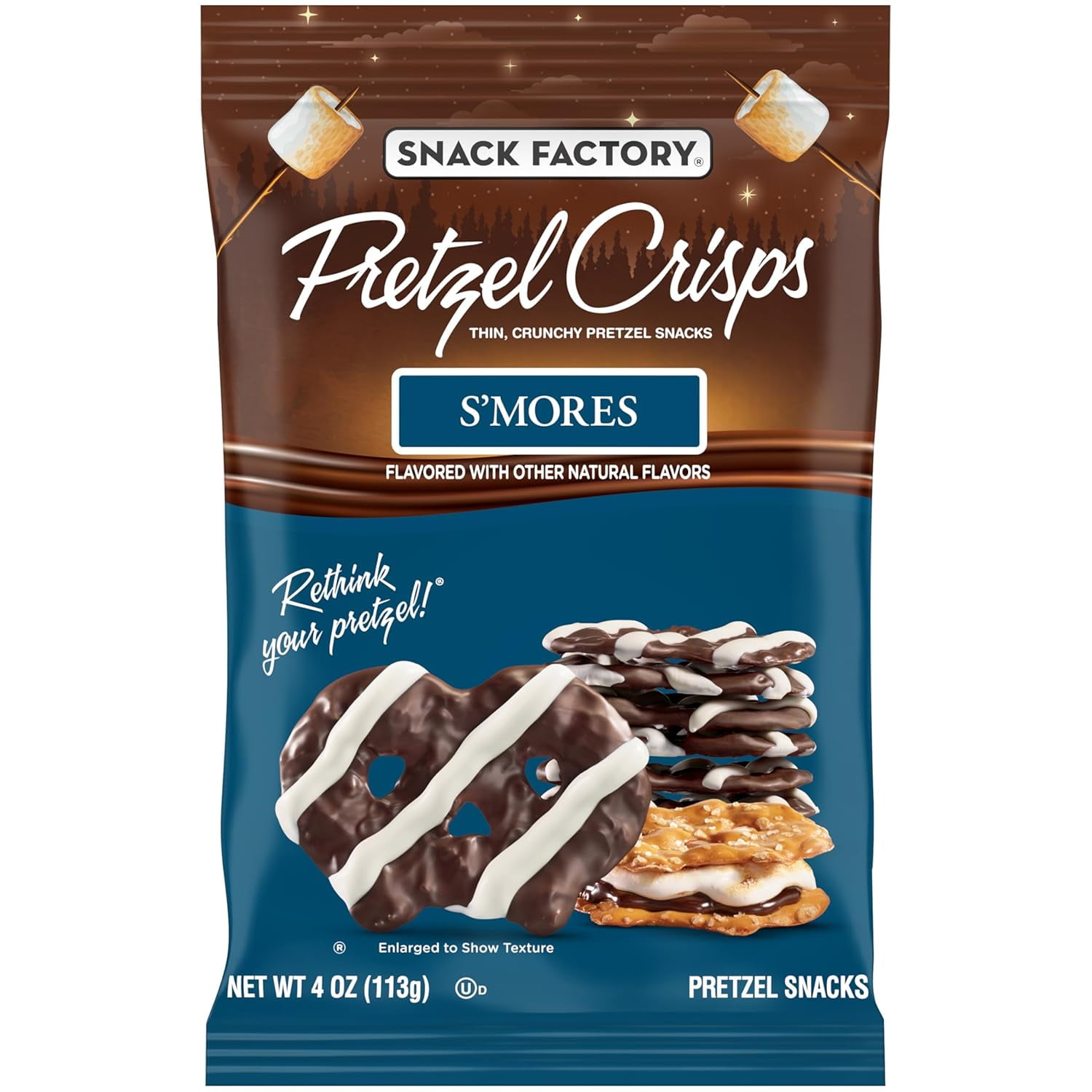 Snack Factory S'mores Pretzel Crisps, 4 Oz Bag