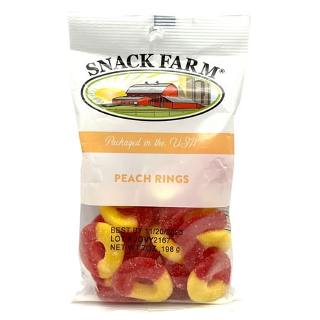 Snack Farm Peach Rings Candy 7 oz. Bag (1 Pack)