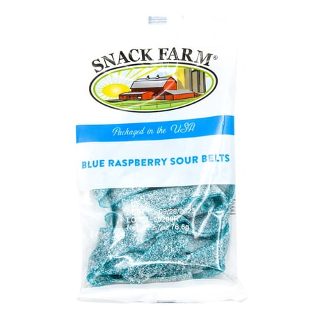Snack Farm Sour Blue Raspberry Belts Candy 2.75 oz. Bag (2 Pack)