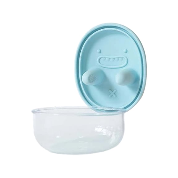 Snack Finger Container, 2 in 1 No Mess Snack Container with Finger Lid Fingertip Cover, Stretchable Lid Food Storage Silicone Box Containers Holder for No Mess Hands Travel Office School(Blue)