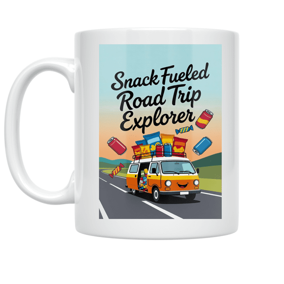 Snack Fueled Road Trip Explorer - Adventure Enthusiast - 11 oz Ceramic Coffee Mug