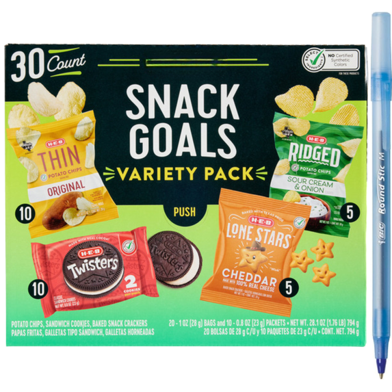 Snack Goals Chips, Cookies & Crackers Variety Pack 30 ct 28 OZ