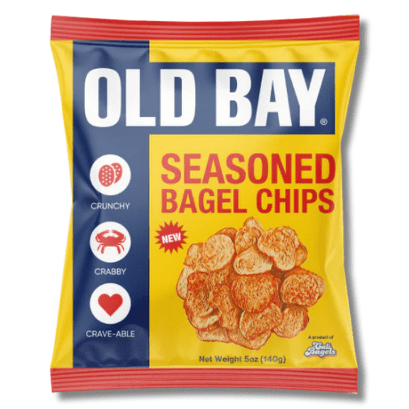 Snack Iconic OLD BAY Seasoned Bagel Chips, 5oz Bag Vegan, Plant Based, No Cholesterol