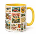 Snack Map Stamp Mug, 15oz Yellow Accent Cup, Funny Road Trip Gift ...