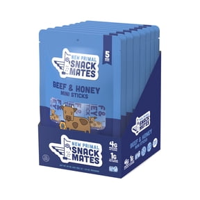 Snack Mates Beef Honey Mini Meat Sticks, (8 Bags , 40 Mini-Sticks)