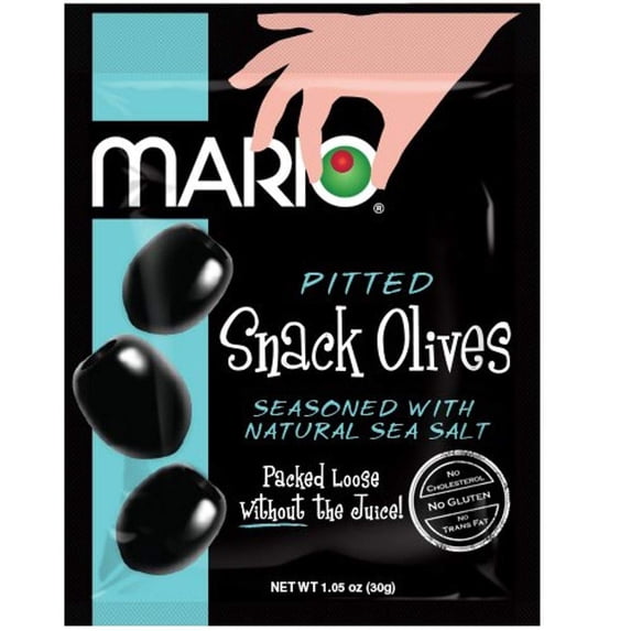 Snack Olives - Black With Sea Salt Pouches Pack Mario Camacho Of 12 Foods Pitted 1.05 Oz