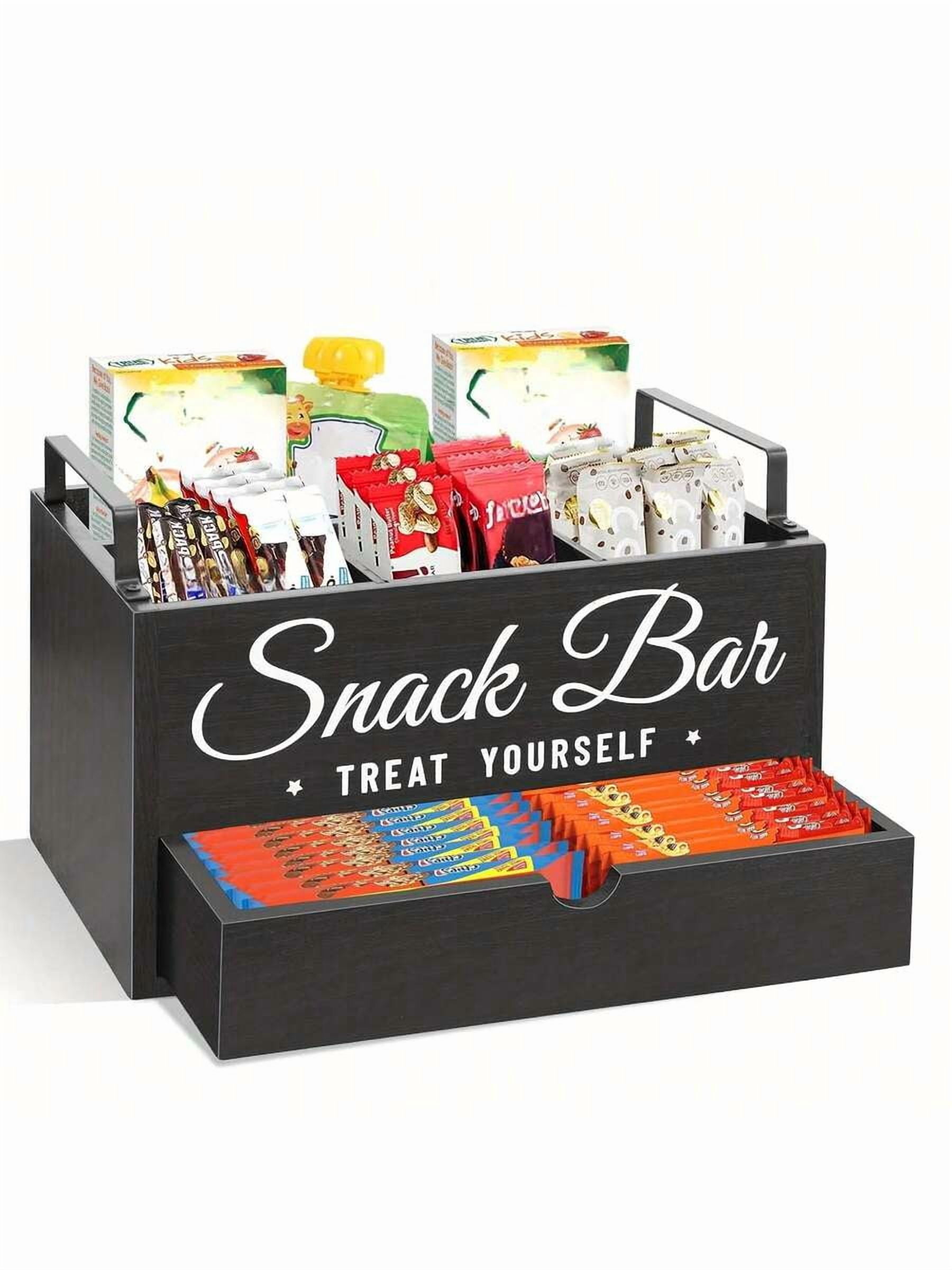 Snack Organizer For Countertop, Wood Pantry Storage Bins With Handles ...