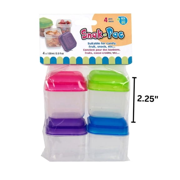 Snack-Pac BPA-Free Mini Containers with Colorful Lids (4 pieces) - Set of 2