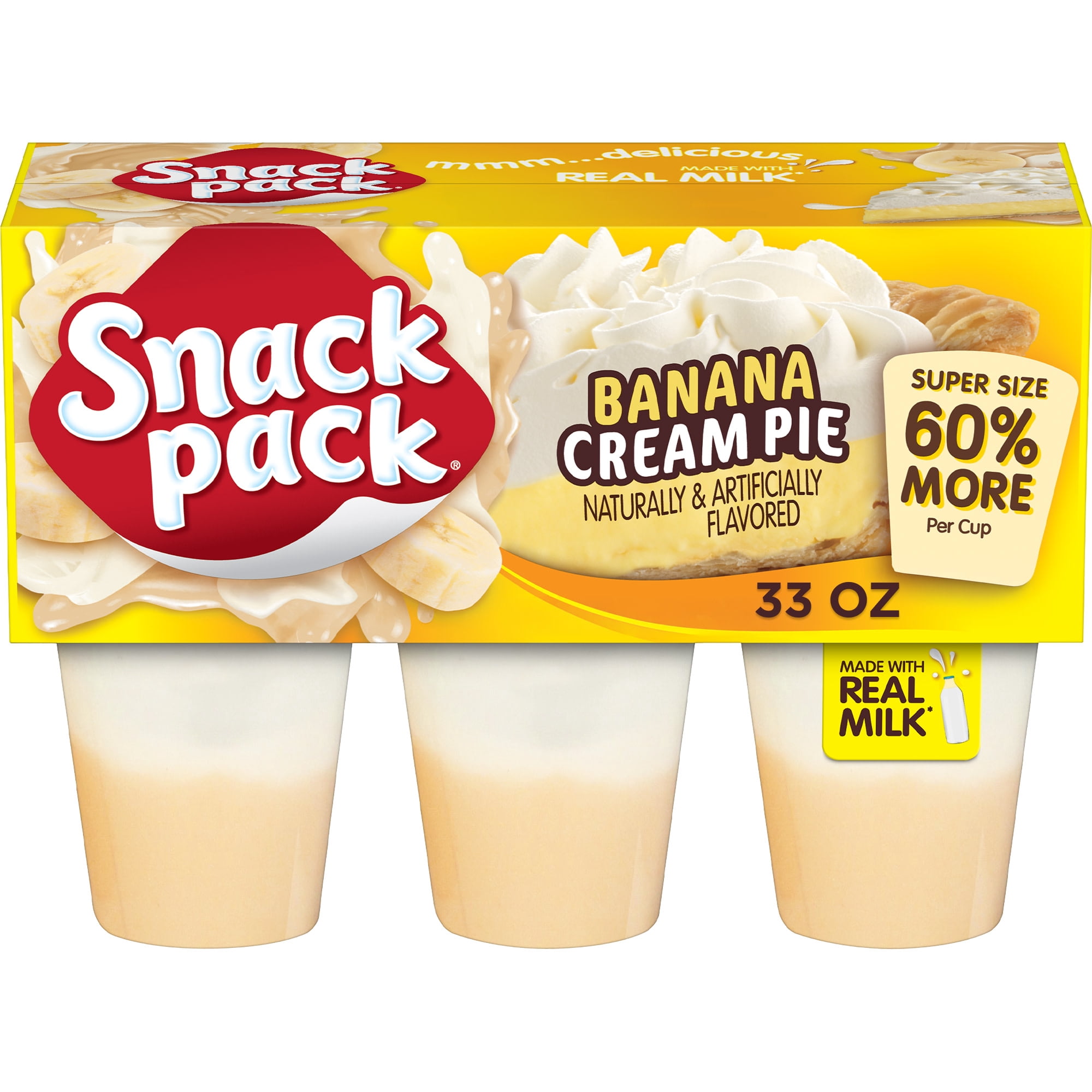 Snack Pack, Pudding Cups, 5.5 oz., Banana Cream Pie Flavored, 6