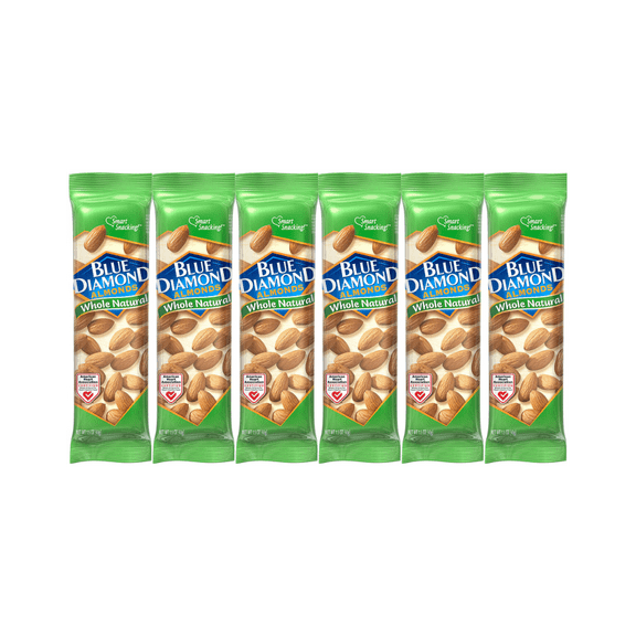 Snack Pack Blue Diamond Almonds - Whole Natural Almonds 1.5 oz, 6 Pack | Healthy Protein Snack, Keto-Friendly, Gluten-Free | Convenient On-the-Go Nut Snack Packs