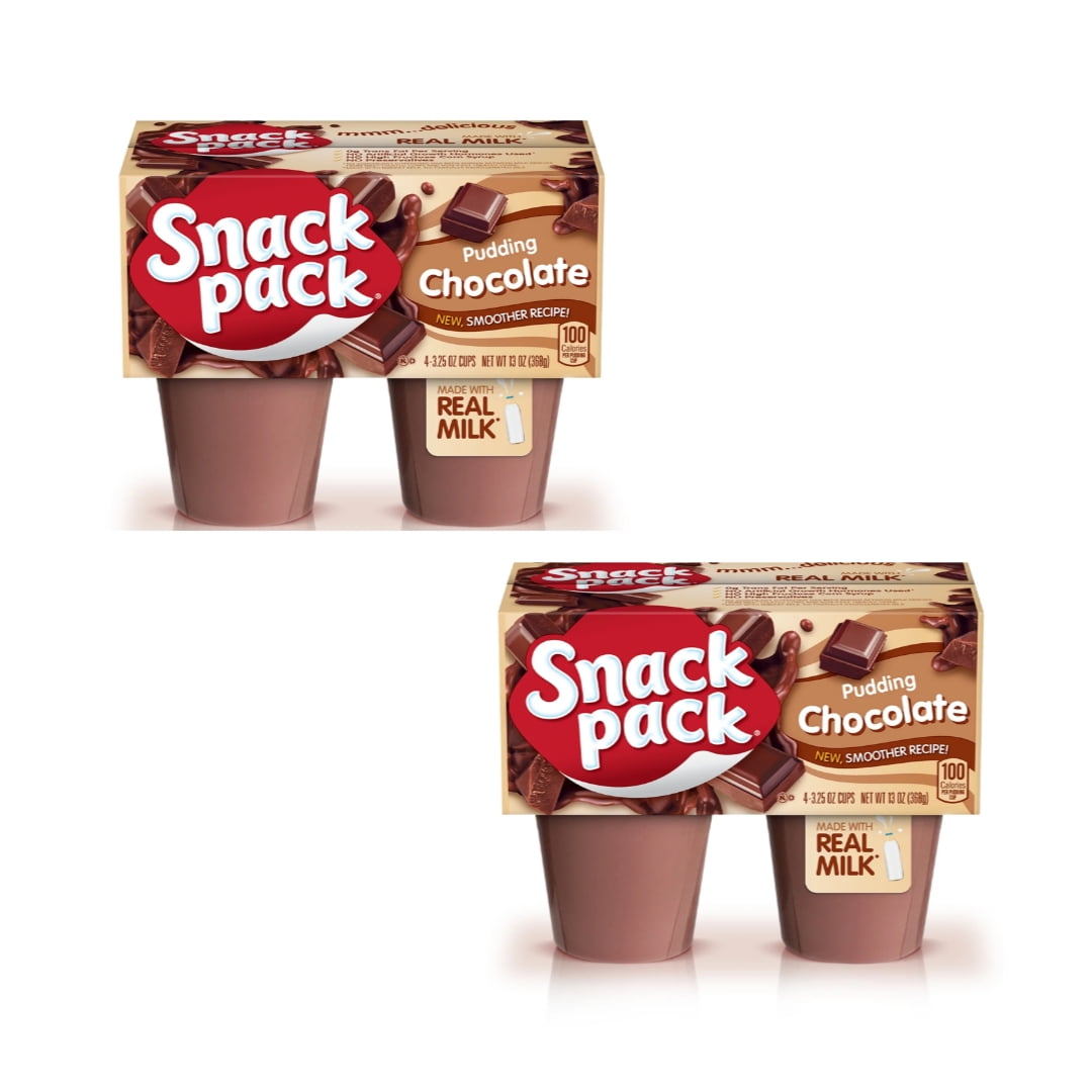 Snack Pack Chocolate Pudding, 4 Count Pudding Cups, (Pack of 2)