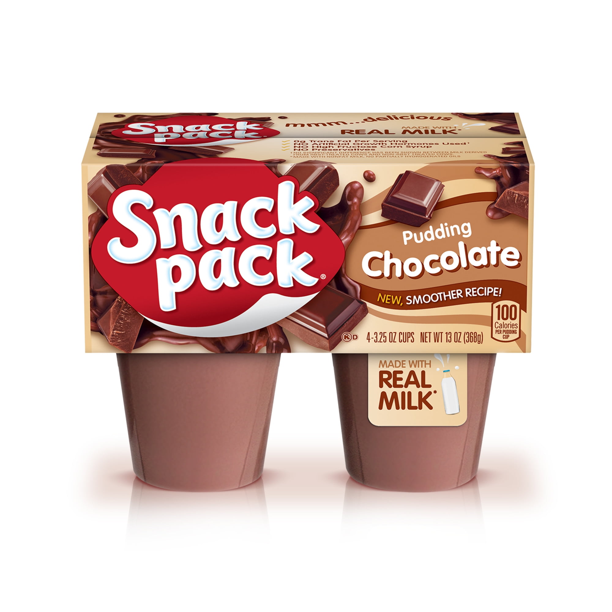 Snack Pack Chocolate Pudding, 3.25 oz Pudding Cups, 4 Count