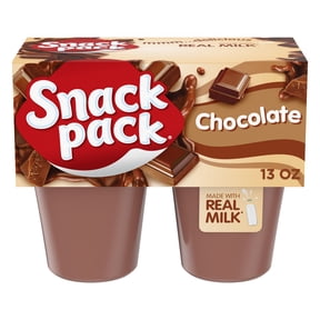 Snack Pack Chocolate Pudding, Lunchbox Snacks, 3.25 oz Pudding Cups, 4 Count
