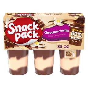 Snack Pack Super Size Chocolate Vanilla Flavored Pudding, Lunchbox Snacks, 5.5 oz Pudding Cups, 6 Count