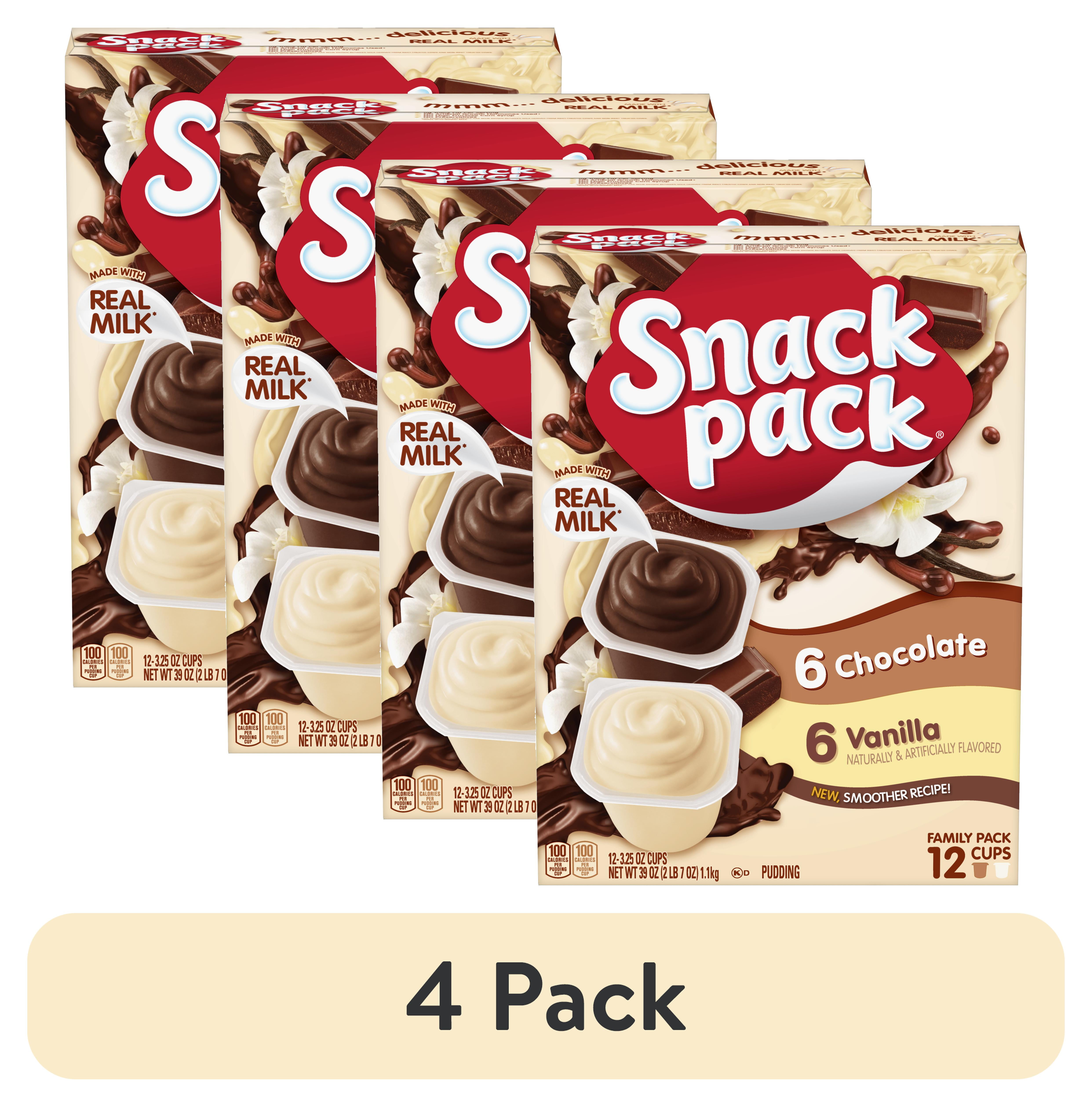 (4 pack) Snack Pack Chocolate and Vanilla Flavored Pudding Cups Family