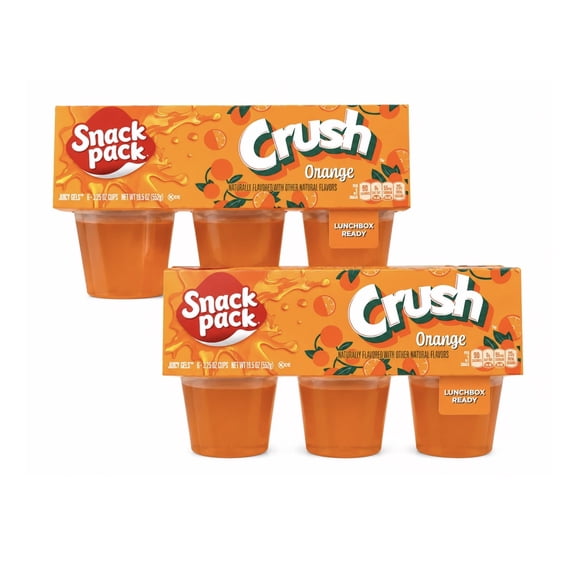 Snack Pack Crush Orange Juicy Gels, 3.25 oz Cups, (Pack of 2)