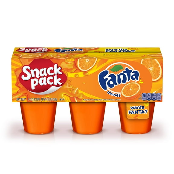 Snack Pack Fanta Orange Flavored Juicy Gels 6 Count Snack Cups (Pack of 4)