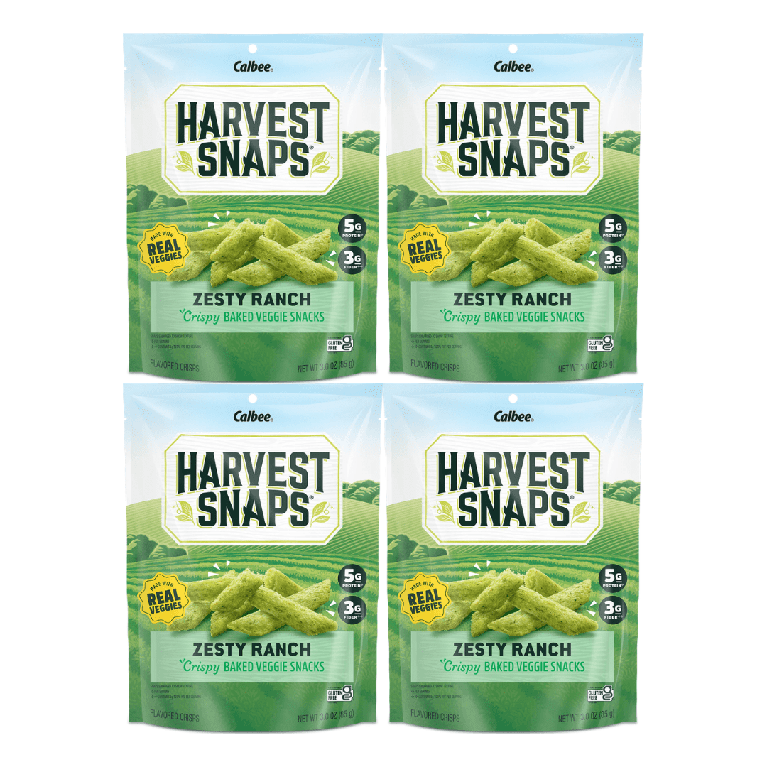 Snack Pack Harvest Snaps Veggie Chips, Zesty Ranch Flavor, Gluten-Free, High Protein, Plant-Based, 4 Pack, Healthy On-the-Go Snacks for Lunches, Work, or Travel, Crunchy and Flavorful Chips