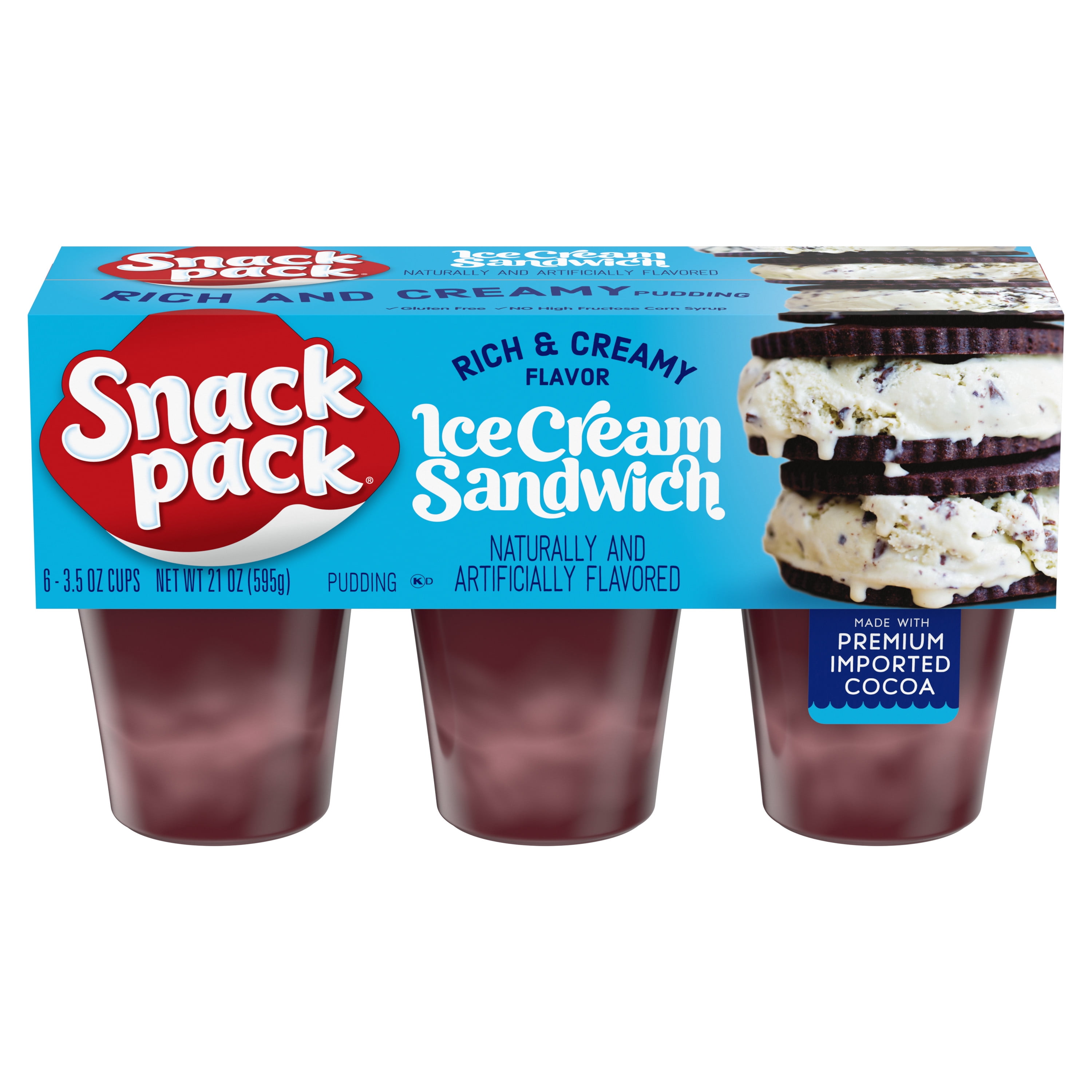Snack Pack Ice Cream Sandwich Flavored Pudding Cups, 3.25 oz. 6Count