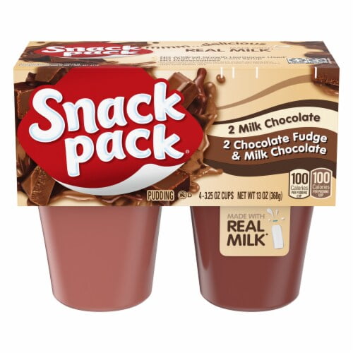 Snack Pack Milk Chocolate And Chocolate Fudge/Milk Chocolate Pudding Cups 13 OZ Packaging May Vary