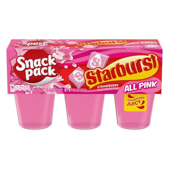 Snack Pack Pink STARBURST Flavored Juicy Gels Cups (Pack of 8)