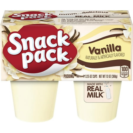 Snack Pack Pudding Cups, Vanilla, 3.5 oz Cup, 48/Carton