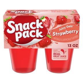 Snack Pack Strawberry Flavored Juicy Gels, Lunchbox Snacks, 3.25 oz Snack Cups, 4 Count