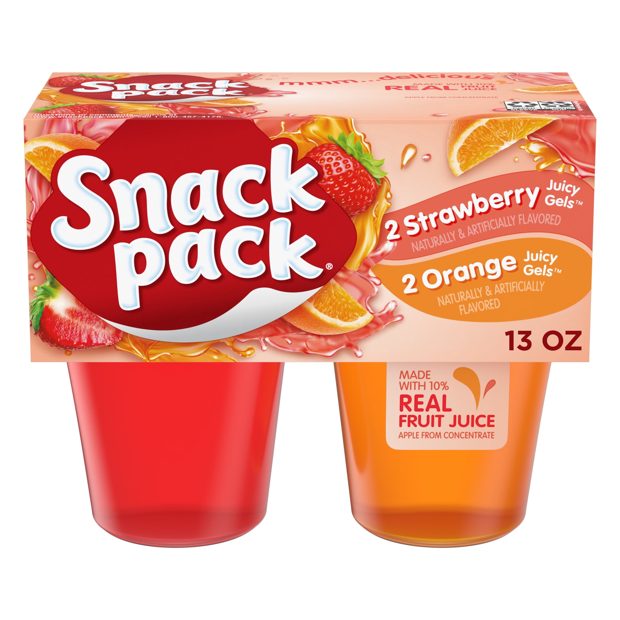 Kids Snack Pack - Strawberry and Orange Flavored Juicy Gels, 4