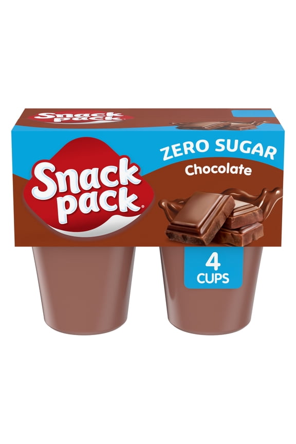 Zero Sugar Chocolate Pudding, 3.25 oz Pudding Cups, 4 Count