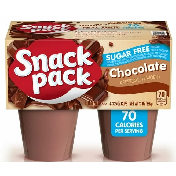 Snack Pack Sugar-Free Chocolate Pudding Cups, 3.25 oz, 4-Count (Pack of 10)