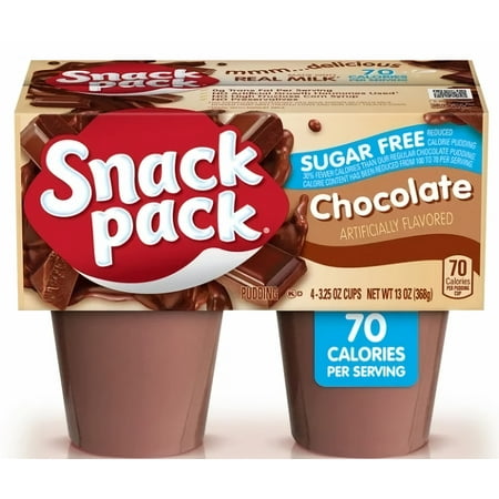 Snack Pack Sugar-Free Chocolate Pudding Cups, 3.25 oz, 4-Count (Pack of 3)