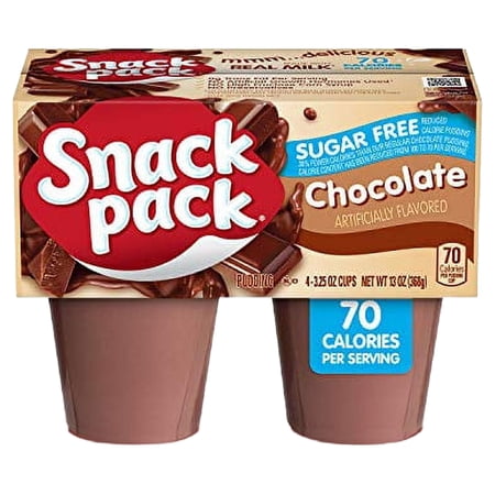 Snack Pack Sugar-Free Chocolate AIF4 Pudding Cups, 4 Count, 12 Pack