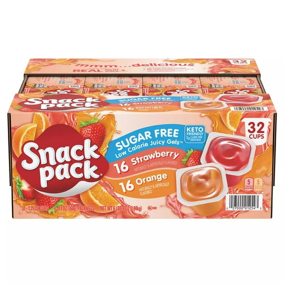 Snack Pack Sugar-Free Juicy Gel Cups, 3.25 Ounce (Pack of 32)