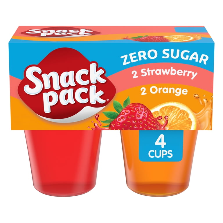 Snack Pack Zero Sugar Strawberry and Orange Flavored Juicy Gels, 4