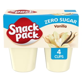 Snack Pack Zero Sugar Vanilla Pudding, Lunchbox Snacks, 3.25 oz Pudding Cups, 4 Count