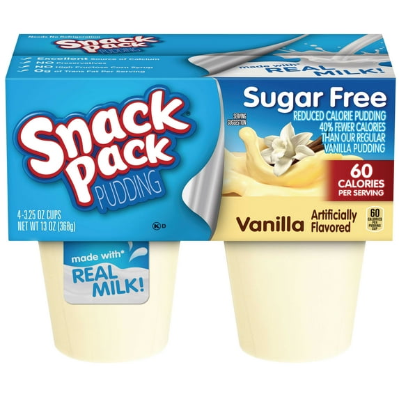 Snack Pack Sugar Free Vanilla Pudding, 3.5 Ounce -- 48 per case.