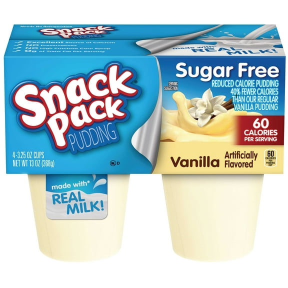 Snack Pack Sugar Free Vanilla Pudding, 3.5 Ounce -- 48 per case.