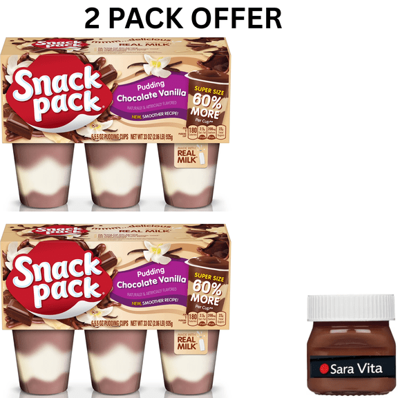 Snack Pack Super Size Chocolate Vanilla Flavored Pudding, 5.5 oz Pudding Cups
