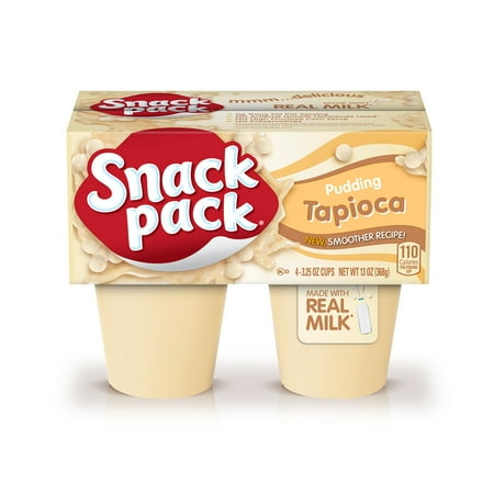 Snack Pack Tapioca Pudding, 3.25 oz Pudding Cups, 4 Count