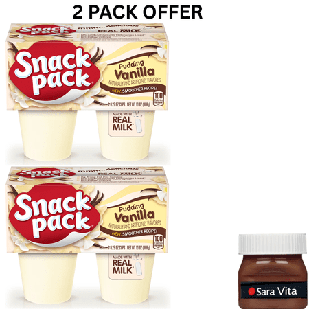Snack Pack Vanilla Pudding, 3.25 oz Pudding Cups, 4 Count