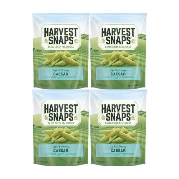Snack Pack Veggie Chips Caesar Flavor 4-Pack, Gluten-Free, Baked Pea Crisps, Healthy and Tasty Snacks for Kids and Adults, Great for On-the-Go, Lunchboxes, and Sharing