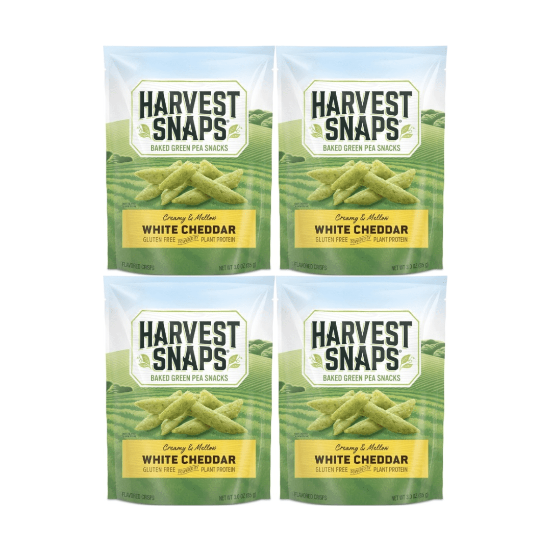 Snack Pack Veggie Chips White Cheddar Flavor – Gluten-Free, Plant-Based Protein Snack – 4 Pack for Lunches, On-the-Go, or Anytime Snacking –  Flavorful Veggie Chips