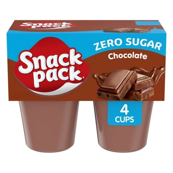 (2packs)-Snack Pack Zero Sugar Chocolate Pudding, 3.25 oz Pudding Cups, 4 Count-With Original Chocolate Pudding Cups-Total 8 Counts