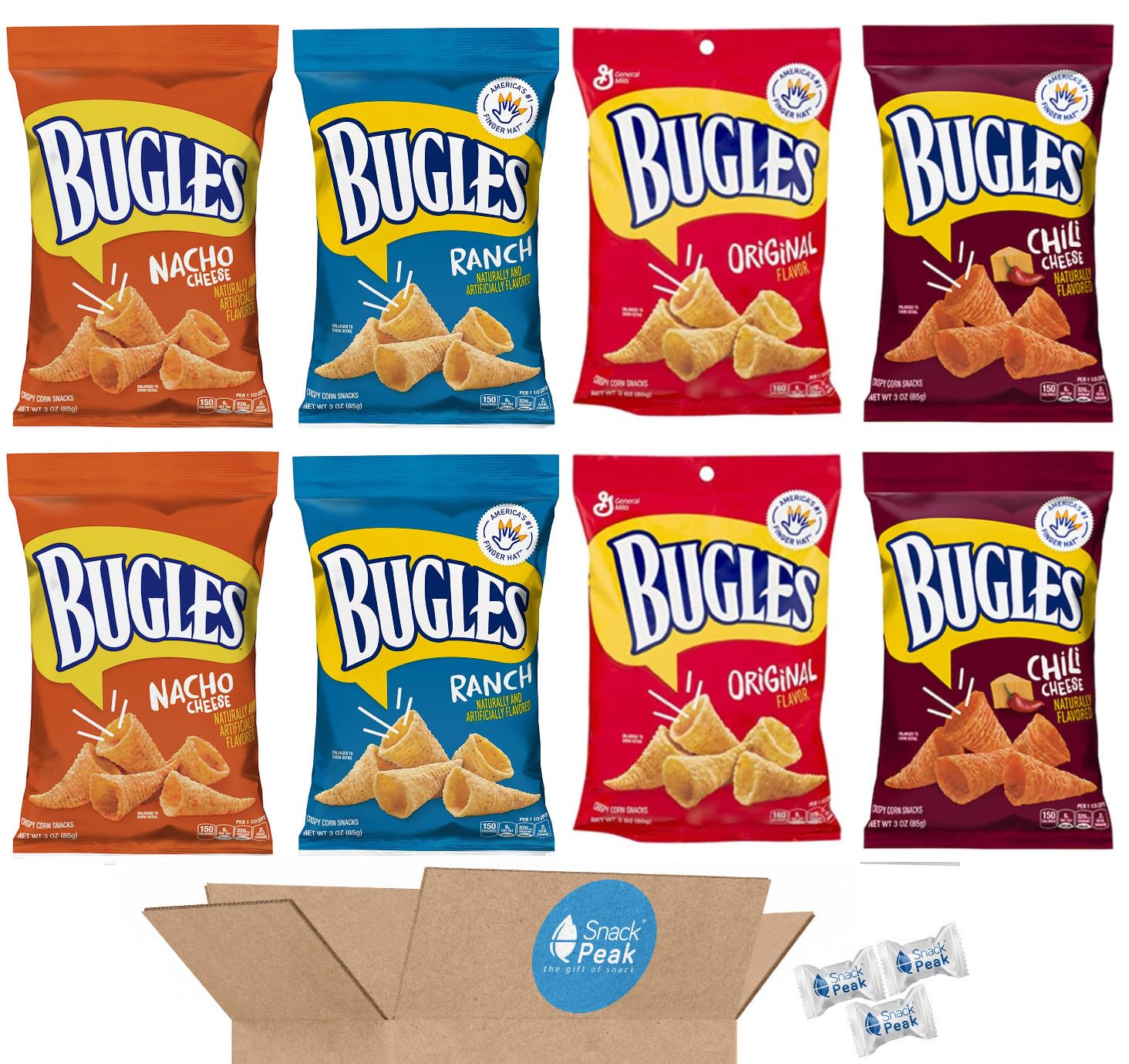 Snack Peak Bugles Variety RE32Gift Box 83 oz Bags Original Nacho Ranch