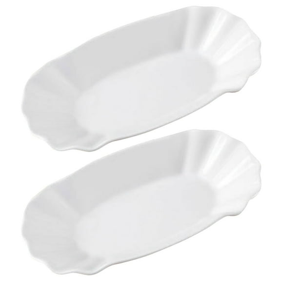 Snack Plate 2 Pcs Plates Ceramic Dinnerware Salad Bowl Soup Bowls Tapas Ceramics White