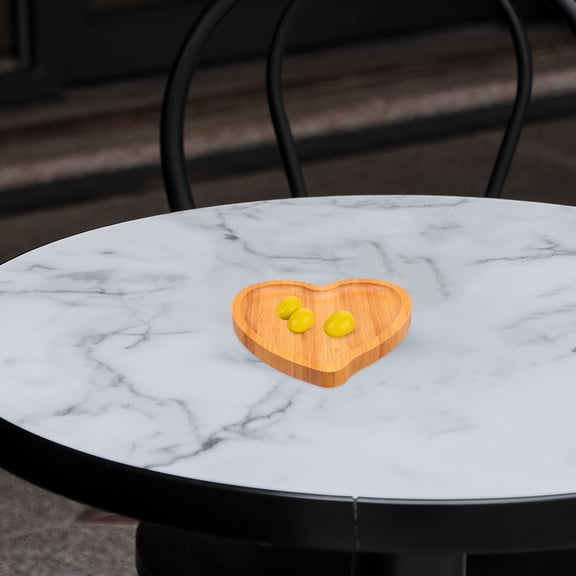 Clispeed Heart Shaped Bamboo Plate 2Pcs Valentine Platter Food Serving for Home