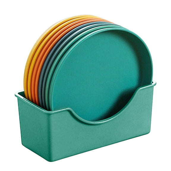 Snack Plate Set of 8 (Frozen Snack and Appetizer Tray), Green Macaron Spit Bone Dish, Household Plastic Snack Plate Set for Dining Table, Appetizer Tray, Party Platter, Party
