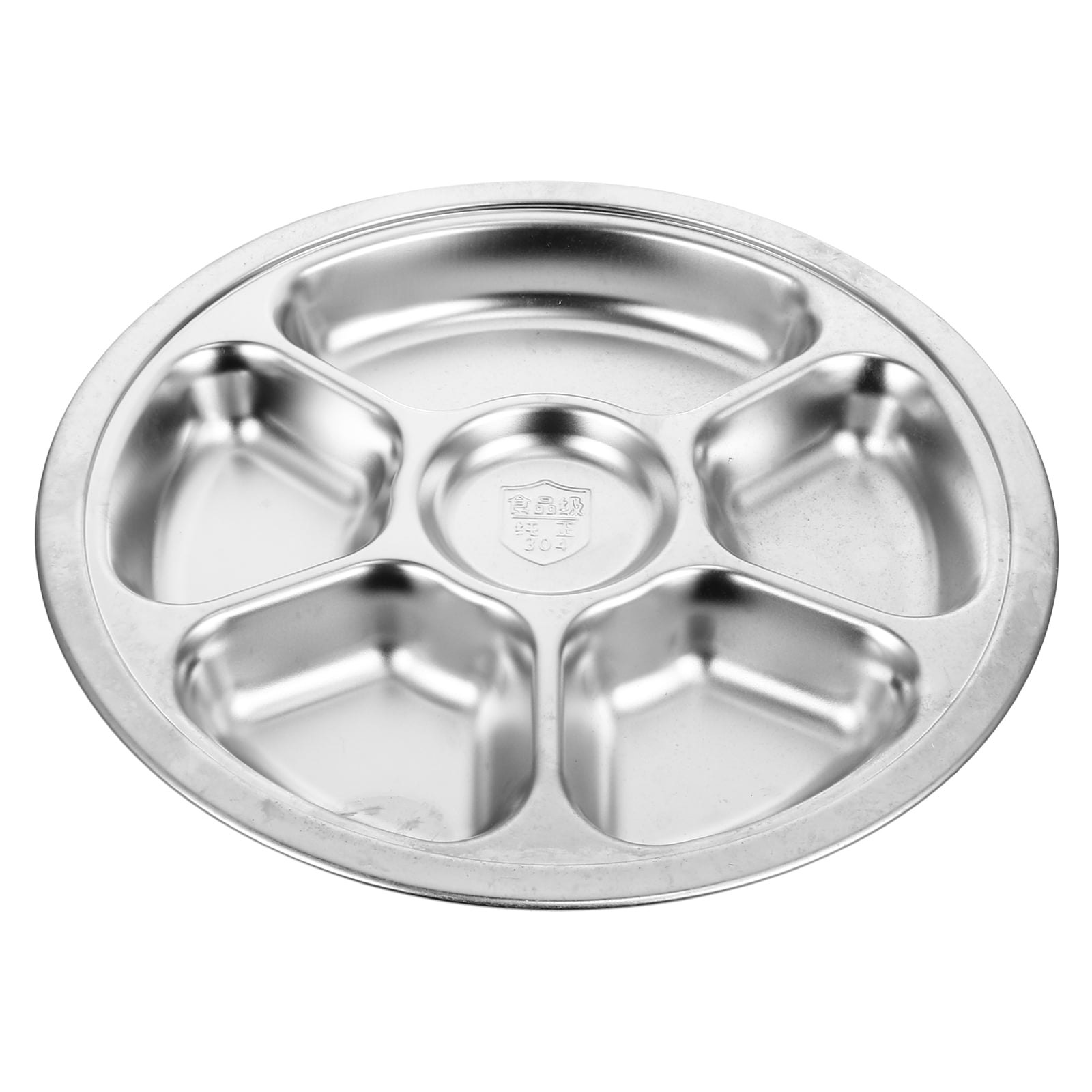 Snack Plate Stainless Steel Plates Food Serving Barbecue Lunch Divided