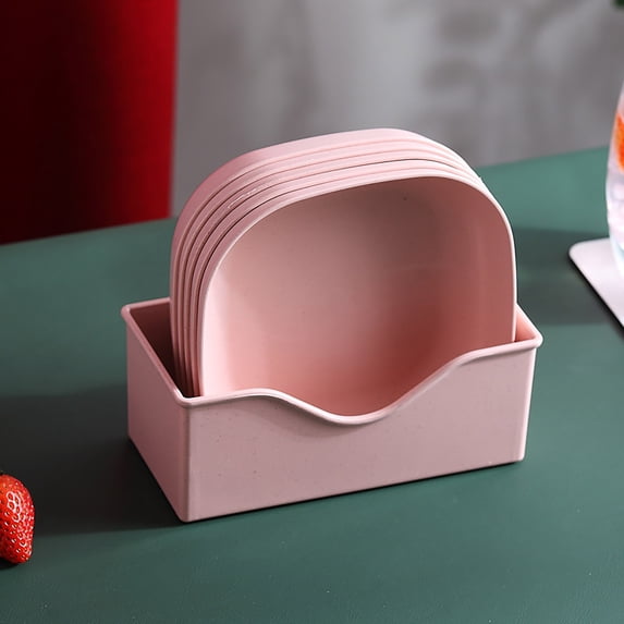 Snack Plates Dessert Trays - Plastic Straw Material, Eco-Friendly Disposable Tableware, Multi-Color Home Party Accessories, Dishwasher Safe